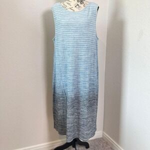 Pure Jill Indigo Ombre Knit Tank Dress Sleeveless Casual Comfy Size L